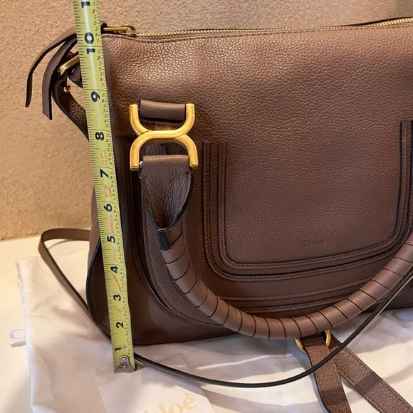 Medium Chloe Marcie Leather Satchel in desert taupe - Picture 8 of 9